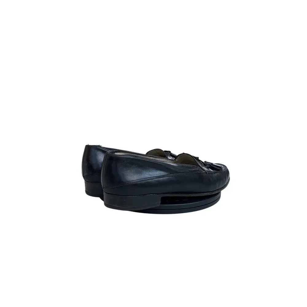Bally of Switzerland Mens Loafers Size 10 Black Leather Kiltie Tassel Shoes Vtg